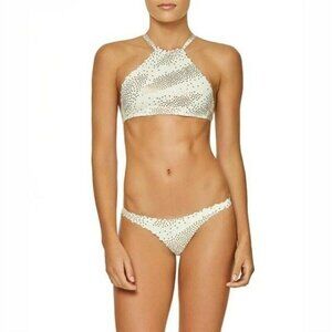 NWT Pilyq S City of Stars Reversible Seamless Hi-Neck Bikini Top & Bottoms 86314